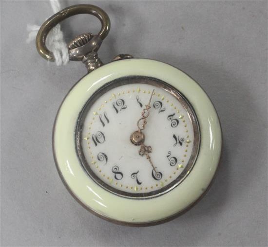 A 20th century Swiss 800 standard silver gilt and enamel keyless fob watch,